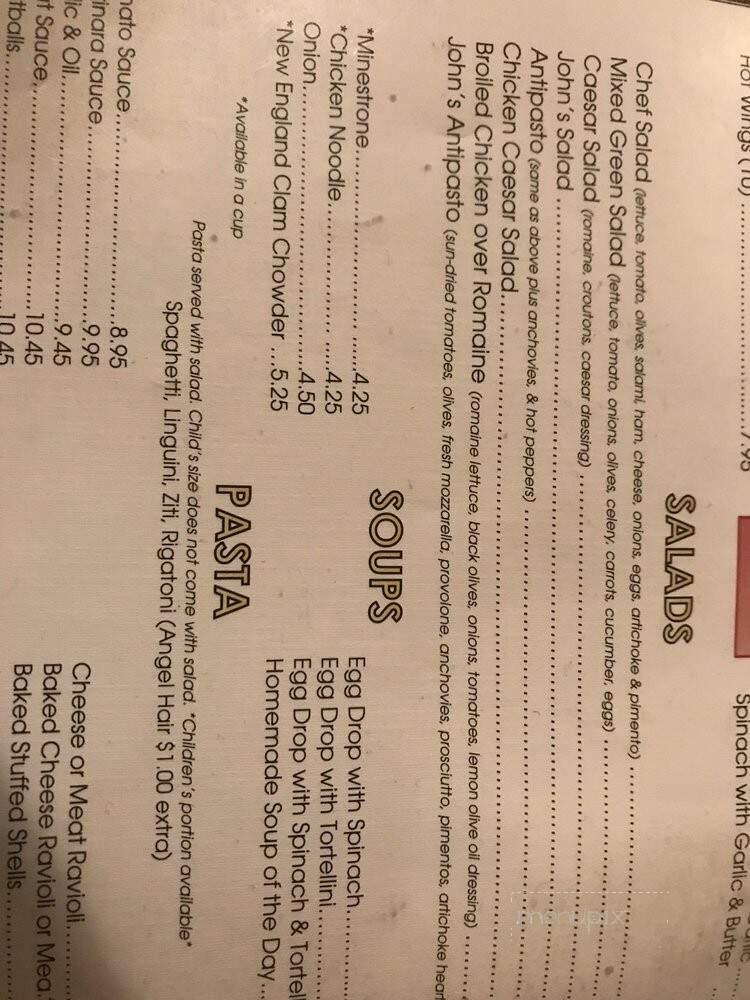 John's Italian Restaurant - Hamlin, PA menu_pic
