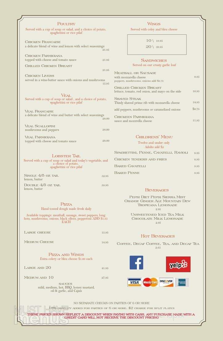 Garramone's Restaurant - Forestport, NY menu_pic