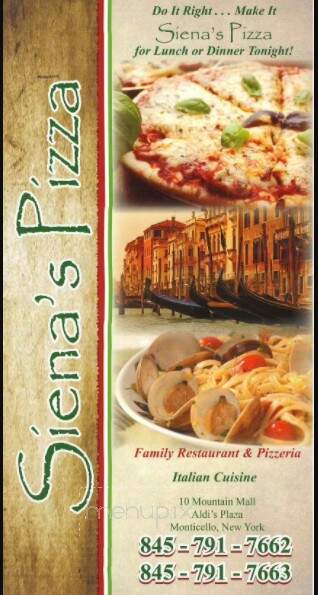 Siena's Pizza - Monticello, NY menu_pic