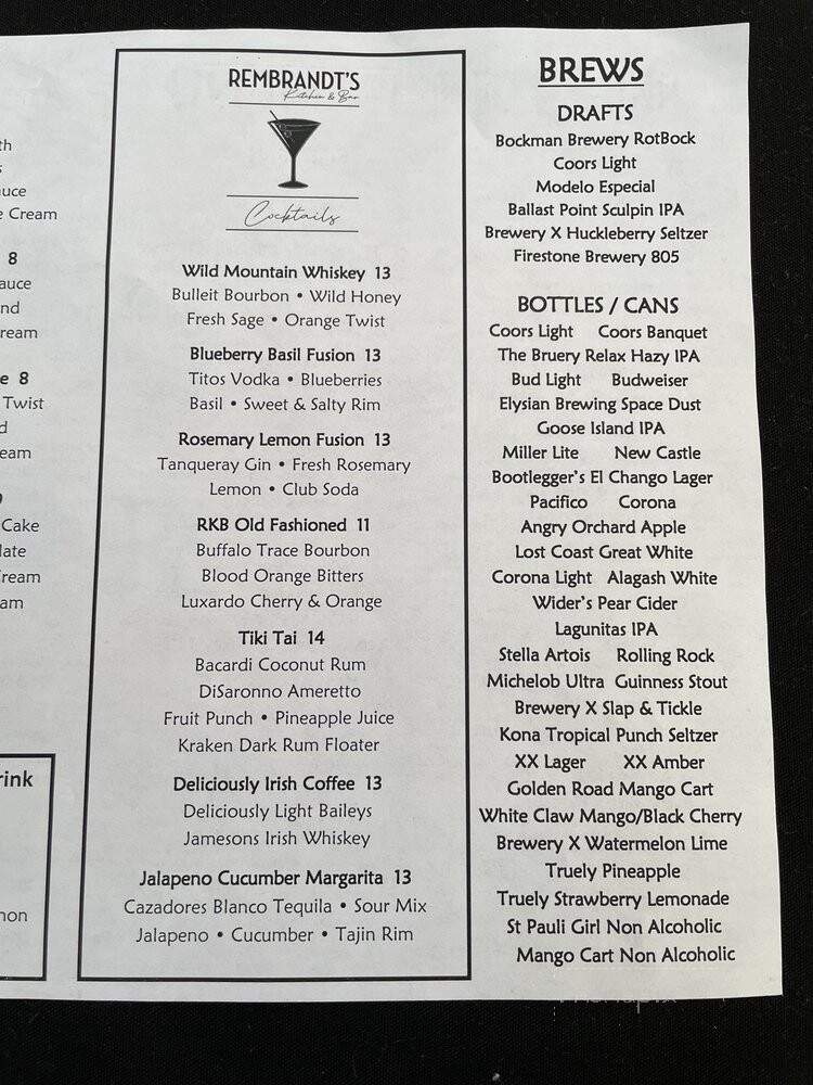 Rembrandt's Beautiful Food - Placentia, CA menu_pic