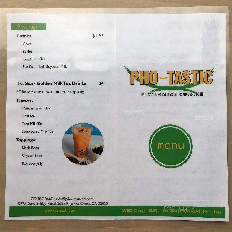 Pho Tastic Vietnamese Cuisine - Alpharetta, GA menu_pic