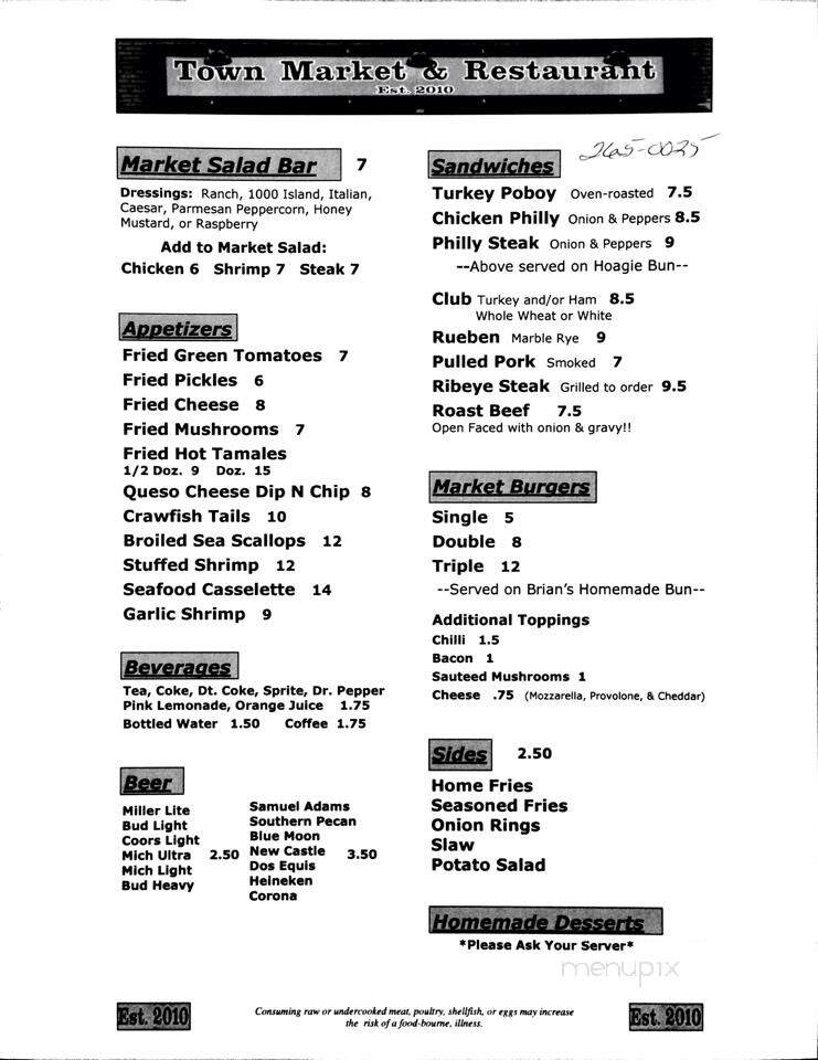 Town Market & Restaurant, Inc. - Inverness, MS menu_pic
