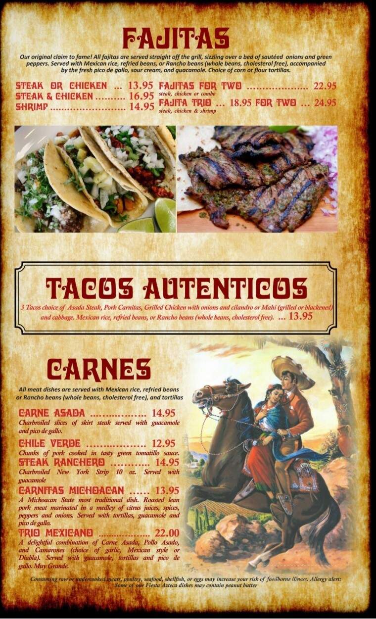 Fiesta Azteca Mexican Restaurant - Melbourne, FL menu_pic