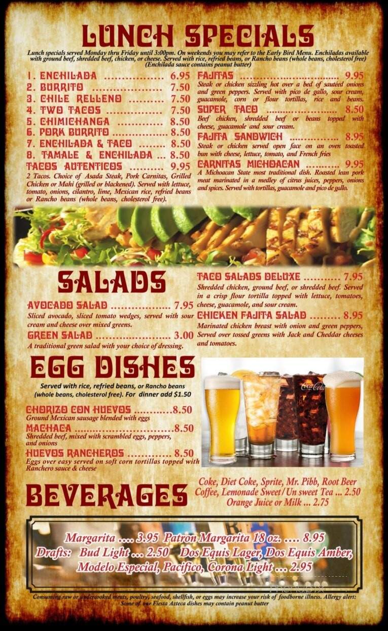Fiesta Azteca Mexican Restaurant - Melbourne, FL menu_pic