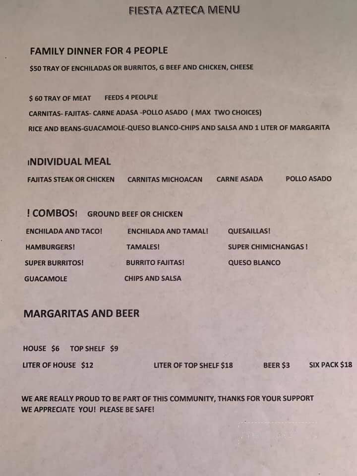 Fiesta Azteca Mexican Restaurant - Melbourne, FL menu_pic