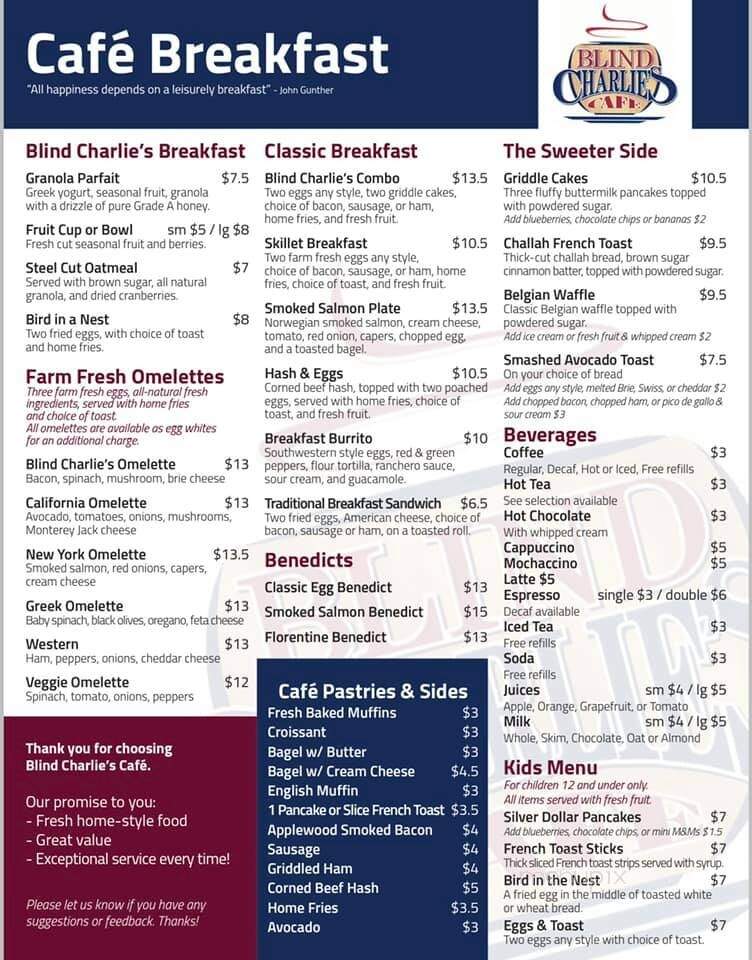Blind Charlie's Cafe - Pound Ridge, NY menu_pic