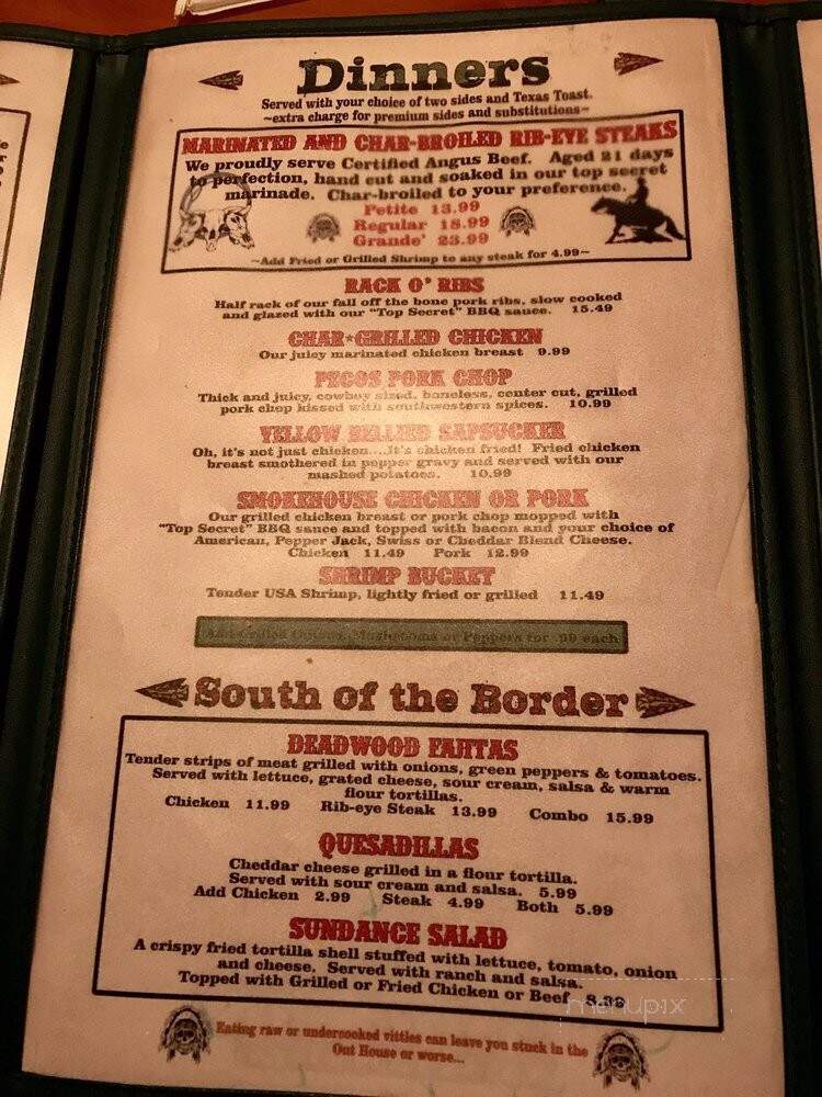 Deadwood - Williamston, NC menu_pic