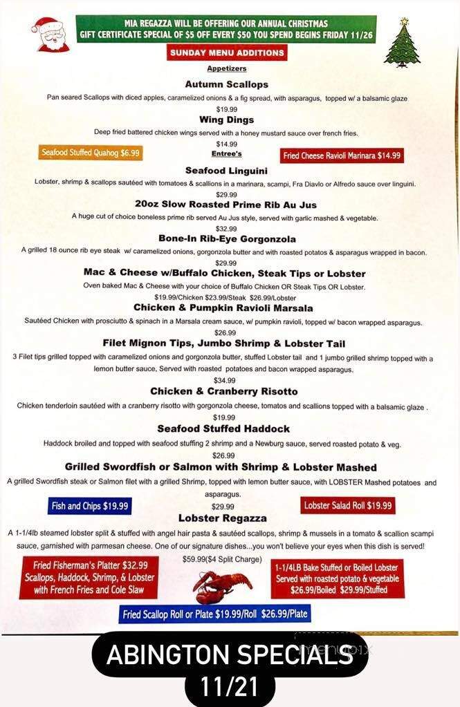 Mia Ragazza - Abington, MA menu_pic