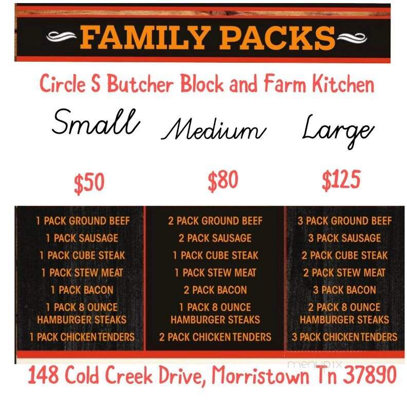 Circle S Cattle - Morristown, TN menu_pic