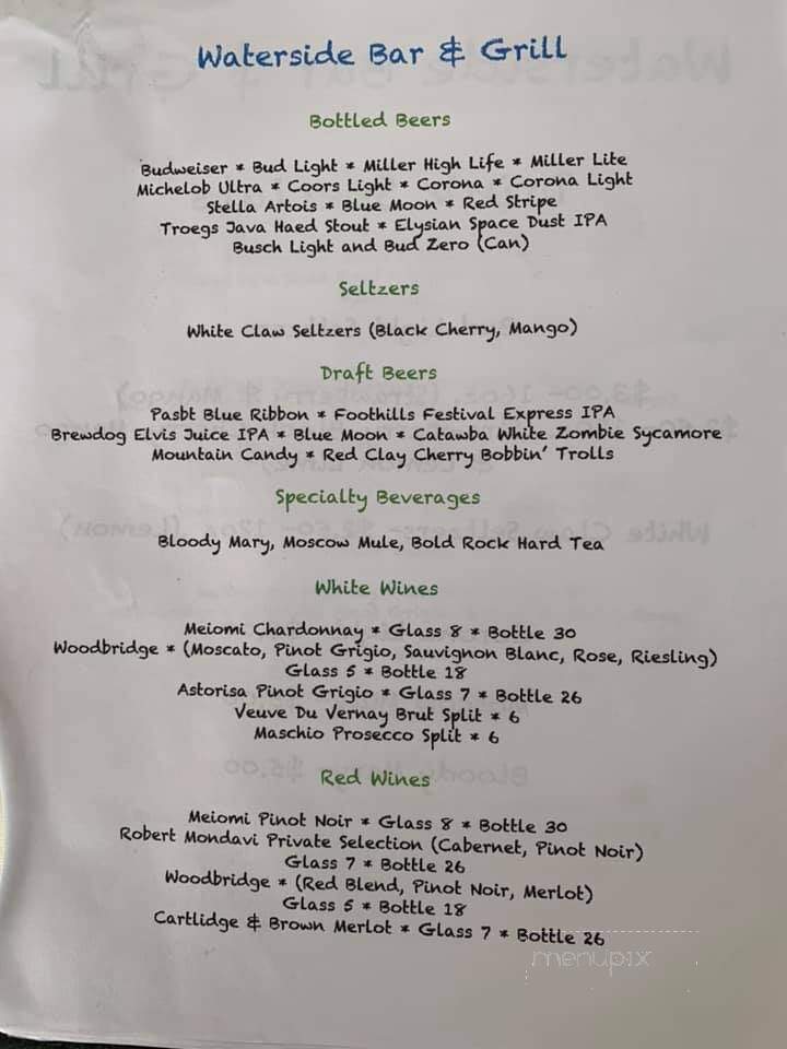 Waterside Bar & Grill - Catawba, NC menu_pic