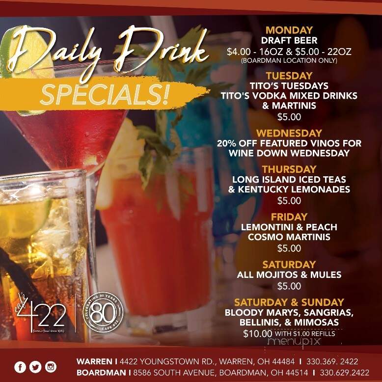 Cafe 422 menu in warren oh order delivery reviews