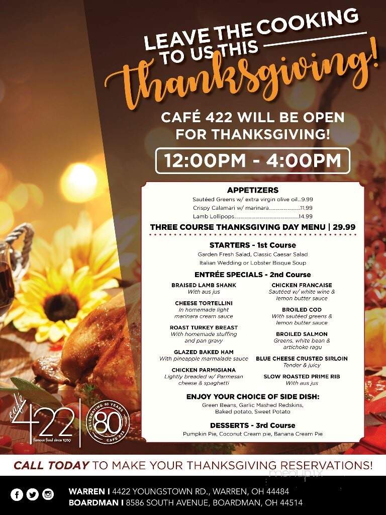 Cafe 422 menu in warren oh order delivery reviews