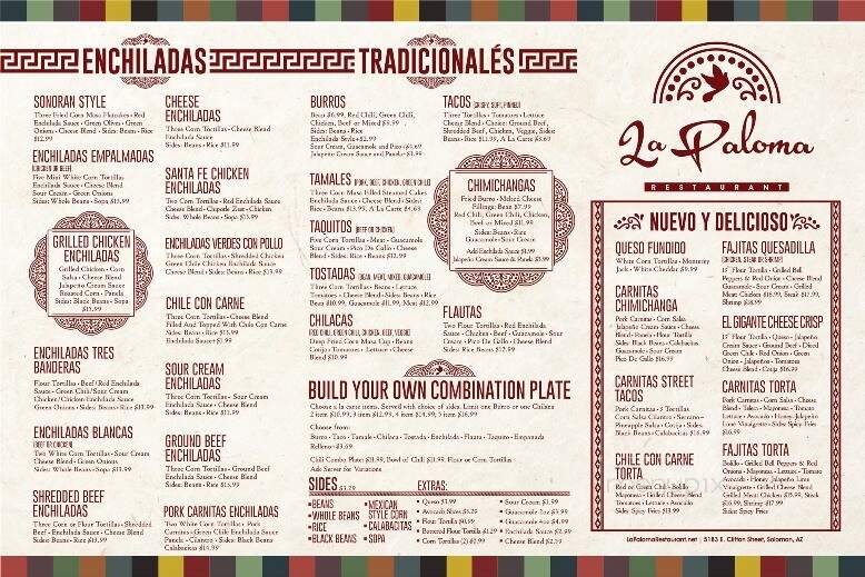 La Paloma Restaurant - Solomon, AZ menu_pic