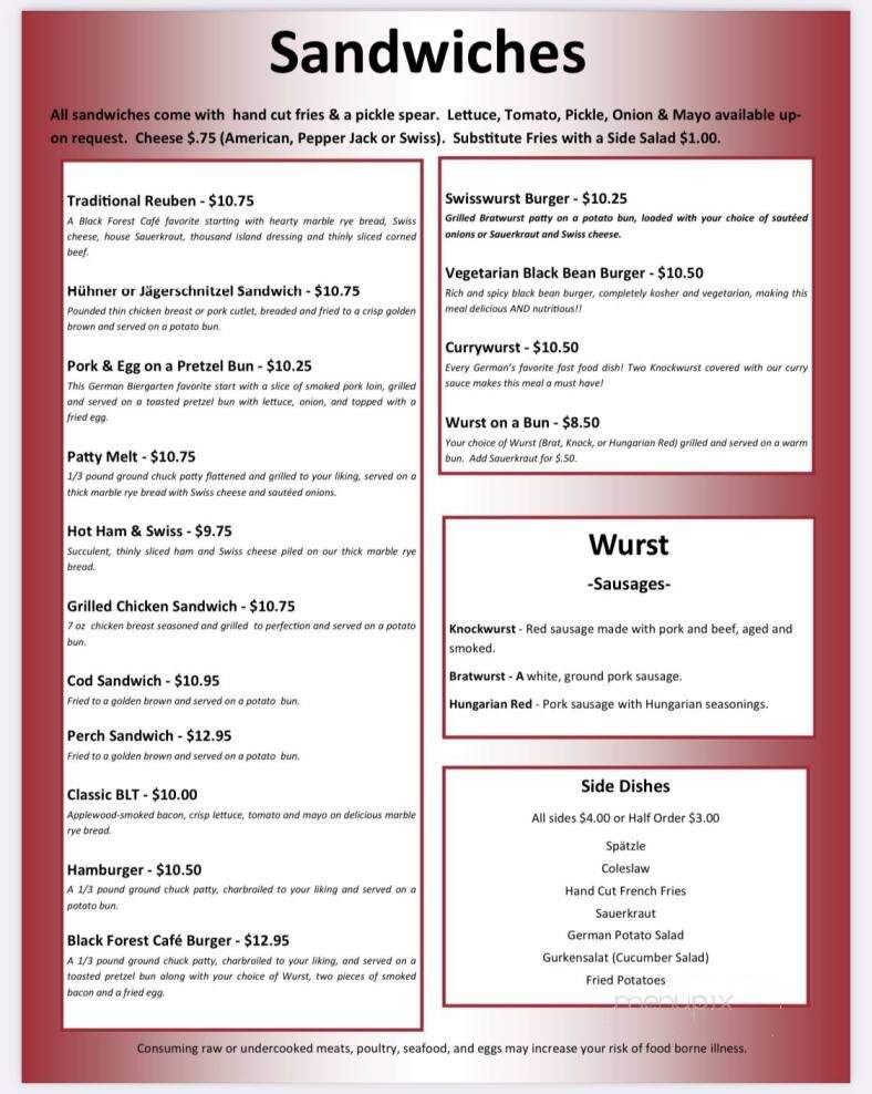 Black Forest Cafe - Oregon, OH menu_pic