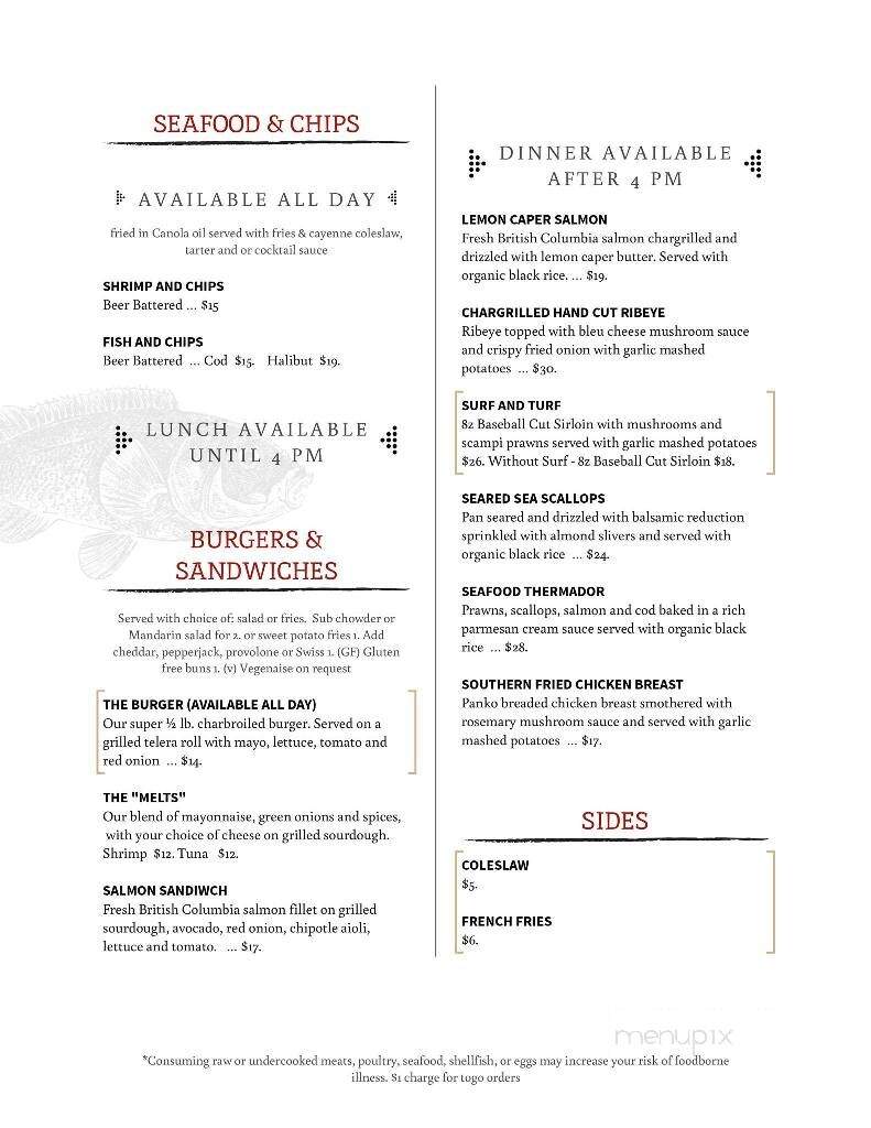 Bridgewater Restaurant - Florence, OR menu_pic