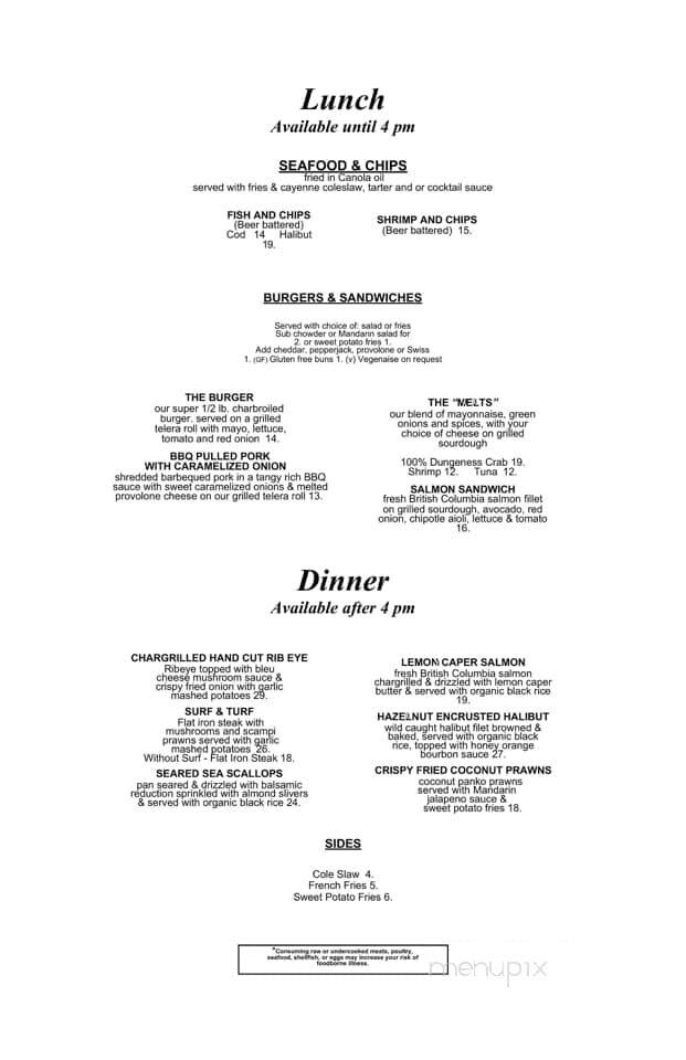 Bridgewater Restaurant - Florence, OR menu_pic