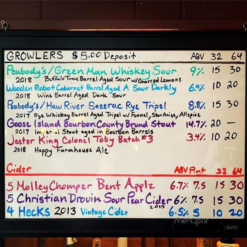 Peabody's Wine & Beer Merchant - Boone, NC menu_pic