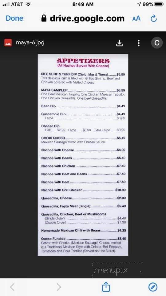 Maya Authentic Mexican Cuisine - Pittsfield, IL menu_pic