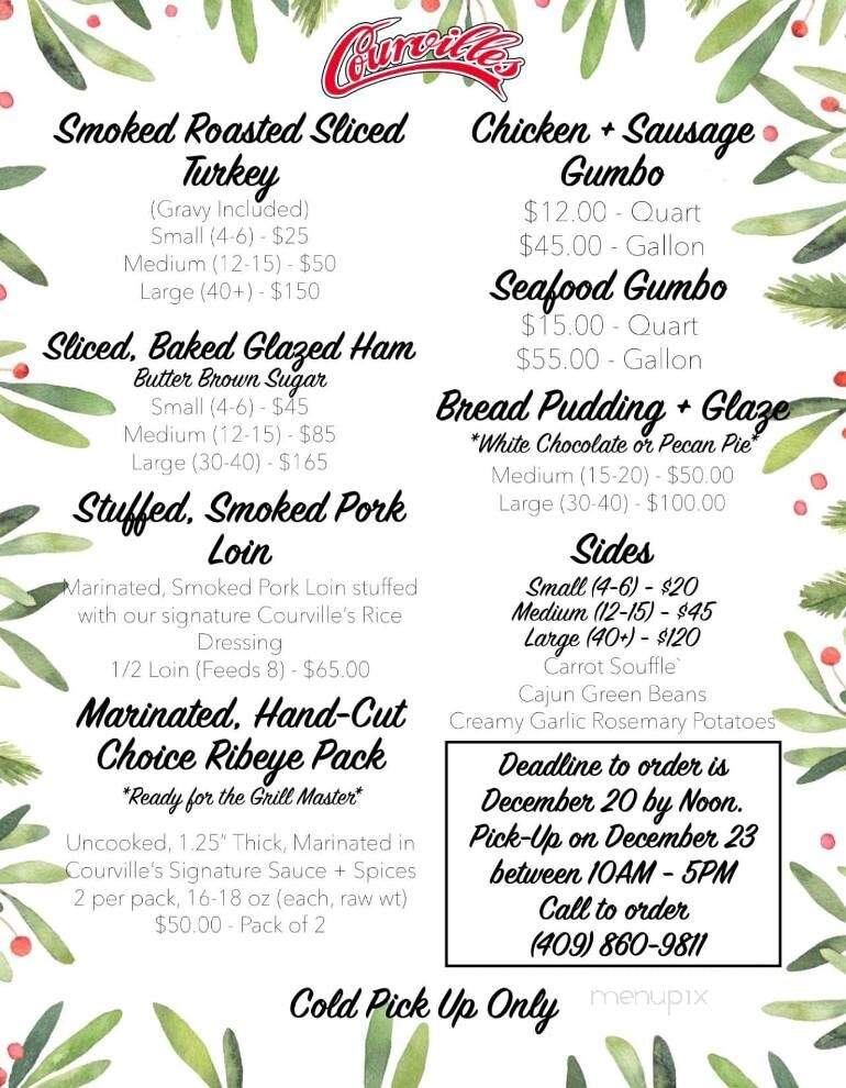 Courville's Restaurant - Beaumont, TX menu_pic
