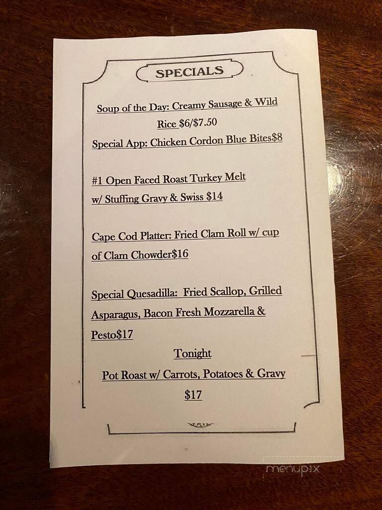 Hot Stove Saloon - Harwich Port, MA menu_pic