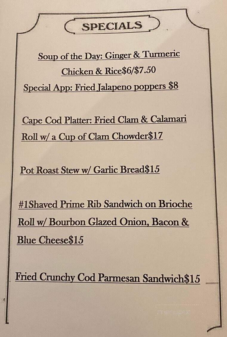 Hot Stove Saloon - Harwich Port, MA menu_pic
