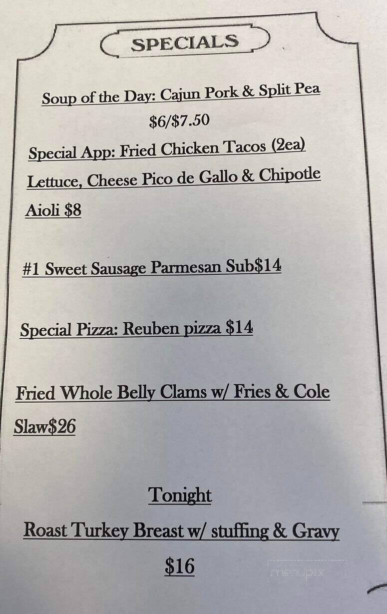 Hot Stove Saloon - Harwich Port, MA menu_pic