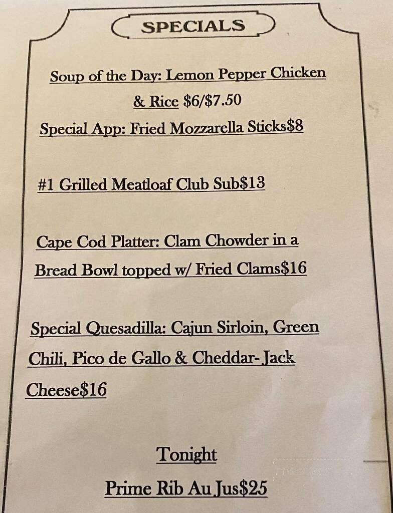 Hot Stove Saloon - Harwich Port, MA menu_pic