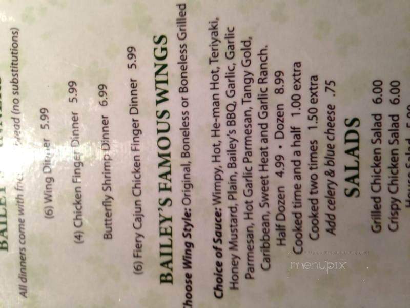 Bailey's Bar & Grille - Elyria, OH menu_pic