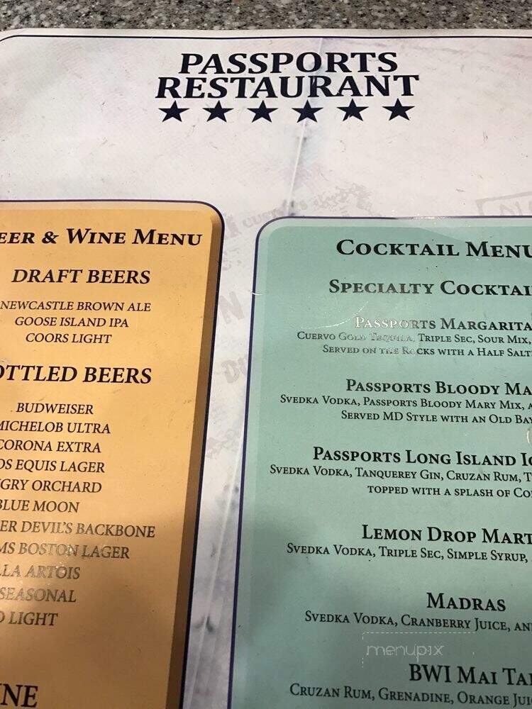 Passports Bar & Grill - BWI Airport, MD menu_pic