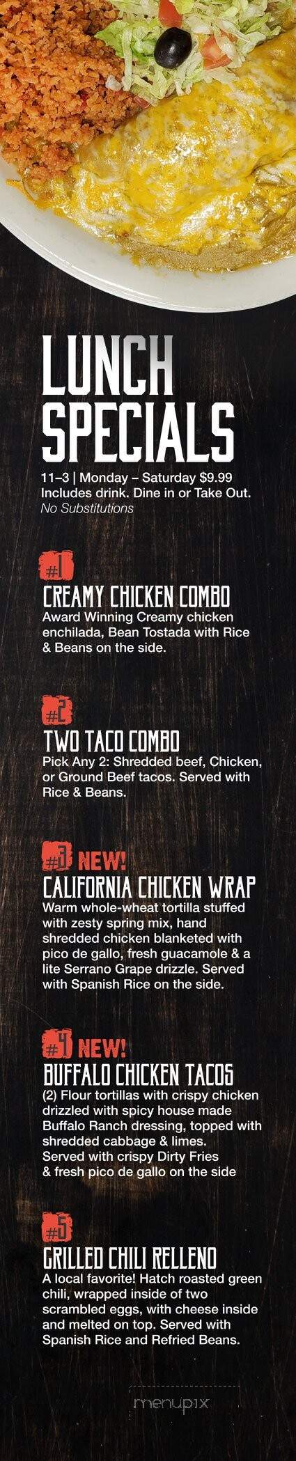 Casa Manana - Safford, AZ menu_pic