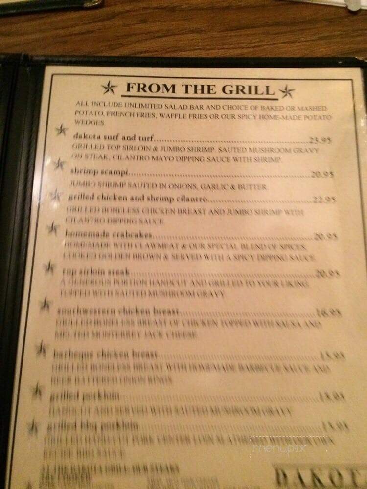 Dakota Grill - Walhalla, SC menu_pic