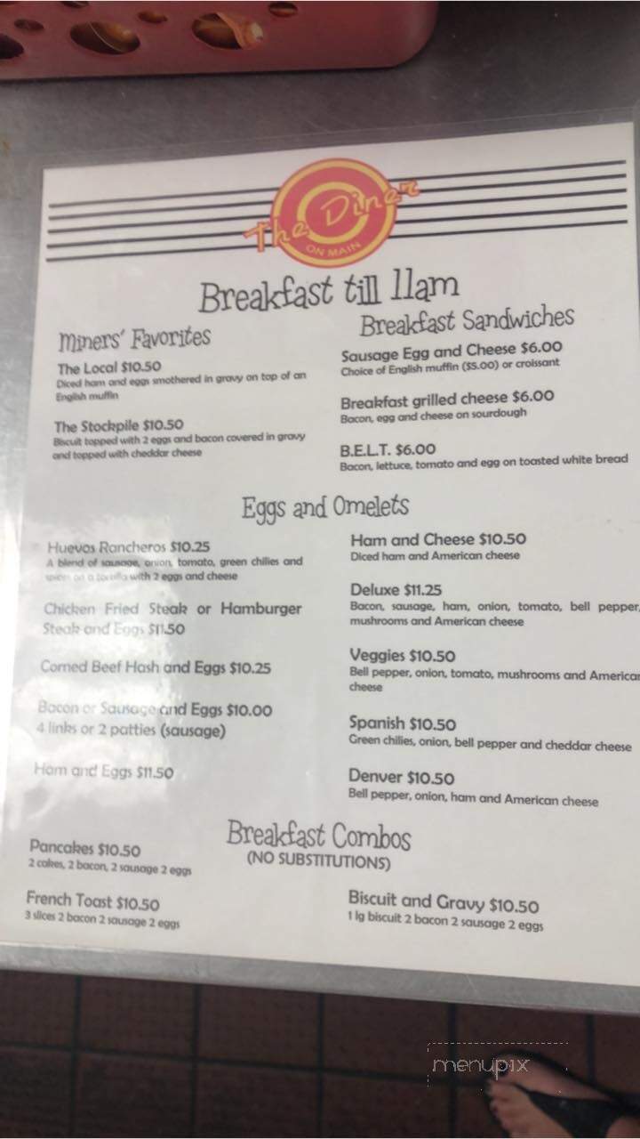 The Diner on Main - Bagdad, AZ menu_pic
