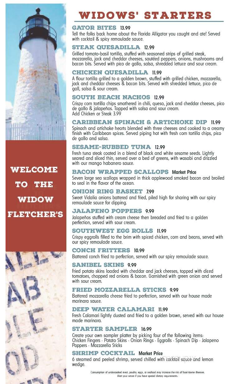 Widow Fletcher's - New Port Richey, FL menu_pic