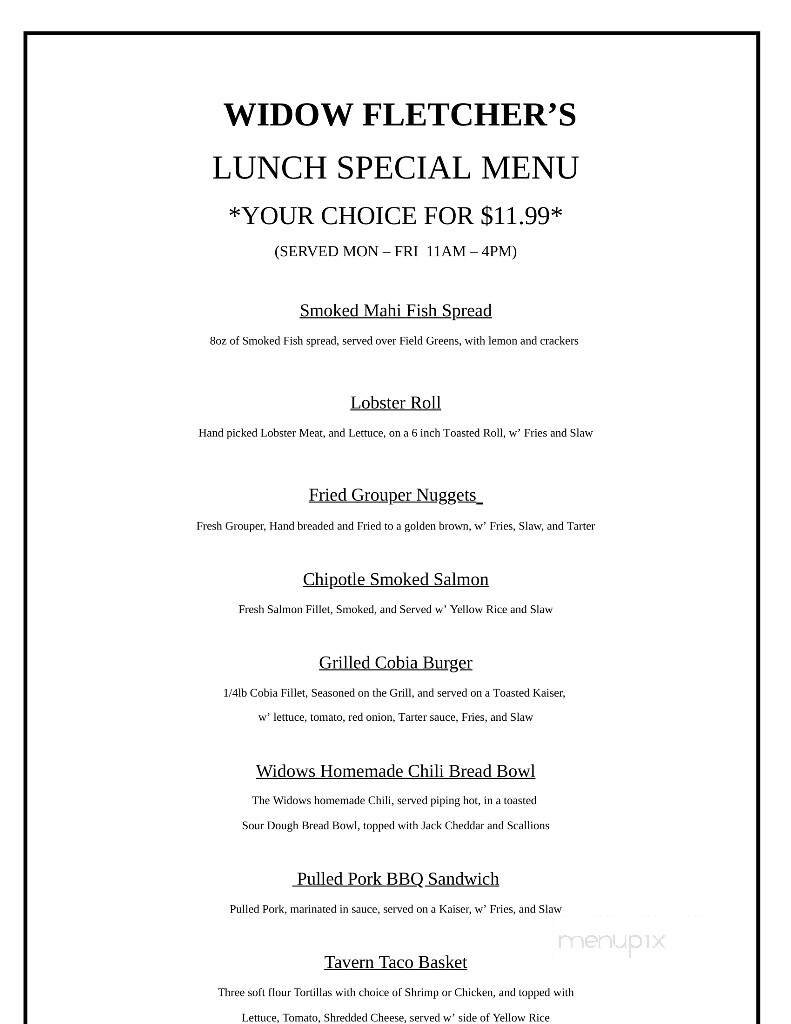 Widow Fletcher's - New Port Richey, FL menu_pic