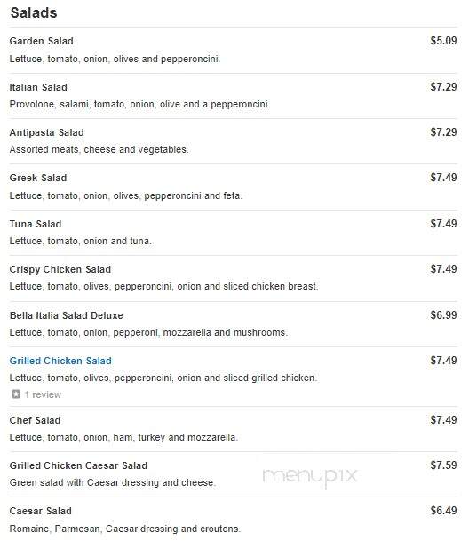 Bella Italia - Richmond, VA menu_pic