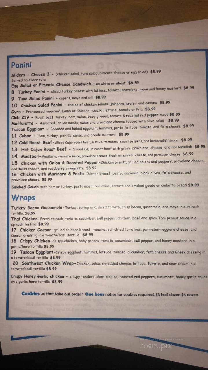 219 Restaurant - Mobile, AL menu_pic