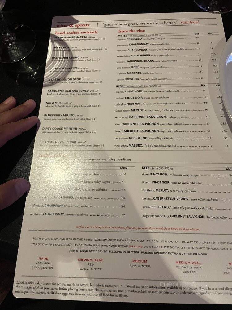 Ruth's Chris Steak House - Biloxi, MS menu_pic