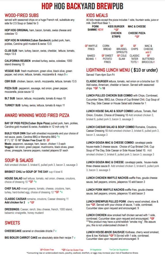 Hop Hog Backyard Brewpub - Greenville, MI menu_pic
