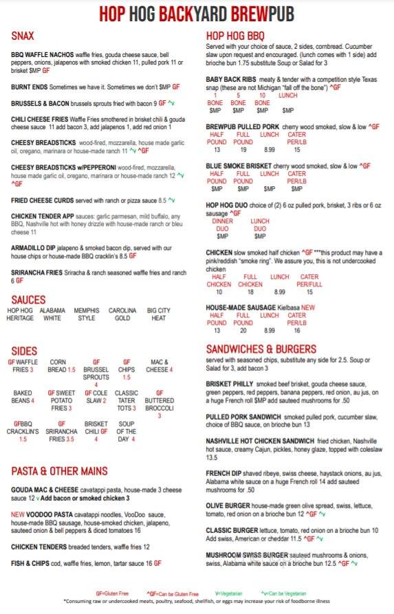 Hop Hog Backyard Brewpub - Greenville, MI menu_pic