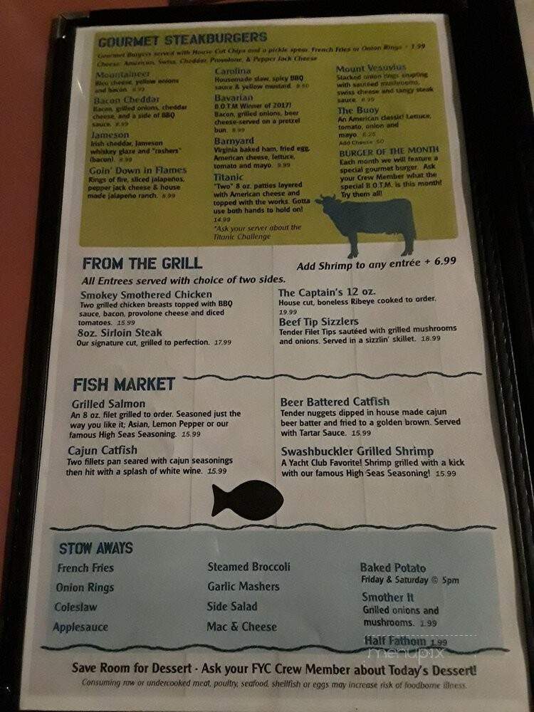Fairplain Yacht Club - Ripley, WV menu_pic