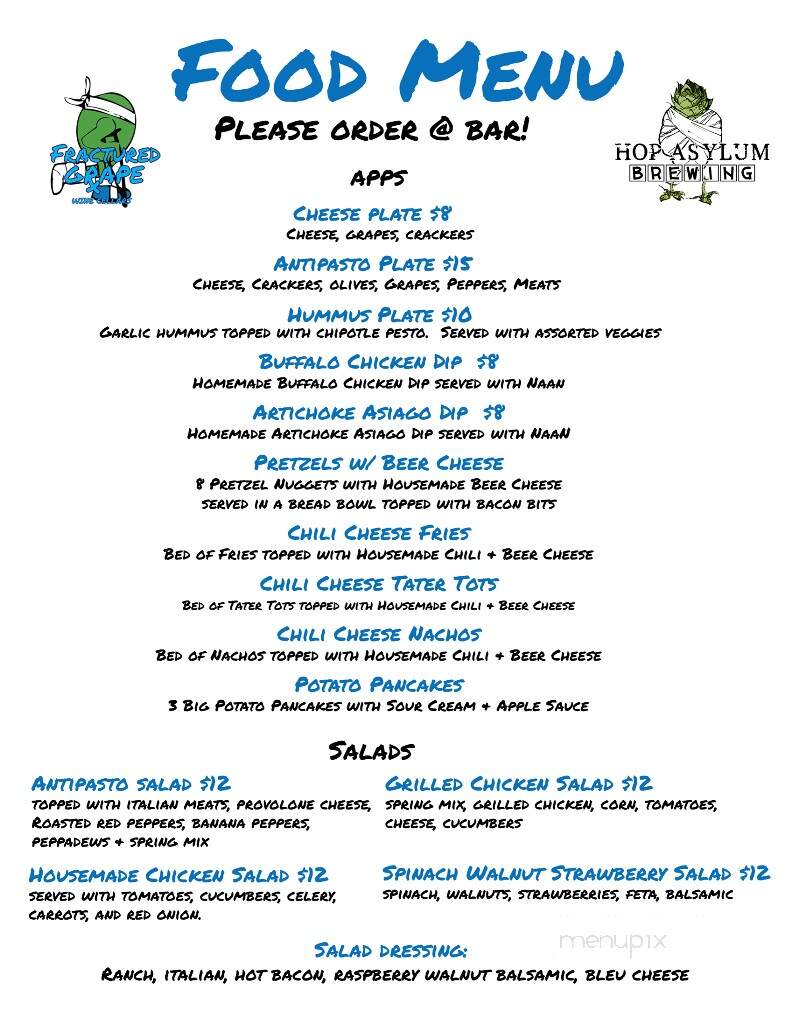 Fractured Grape Wine Cellars - New Wilmington, PA menu_pic