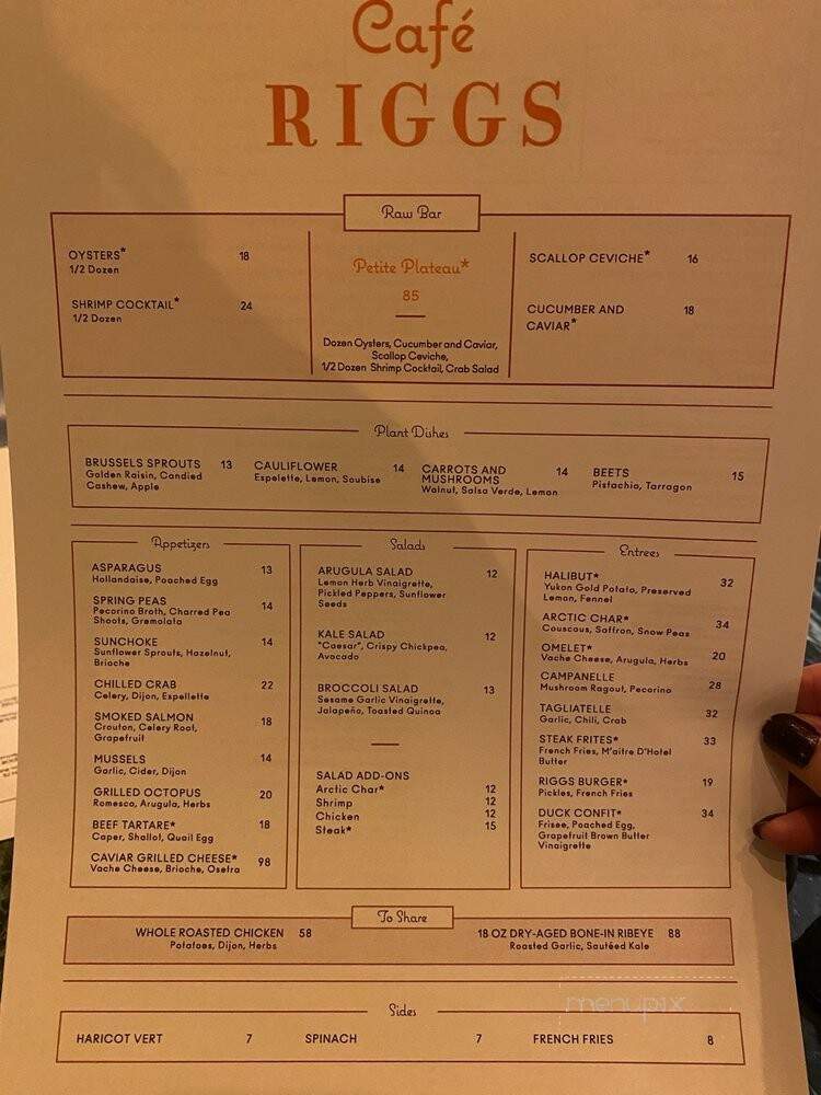 Cafe Riggs - Washington, DC menu_pic