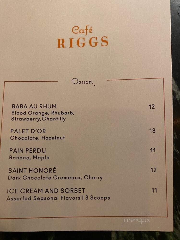 Cafe Riggs - Washington, DC menu_pic
