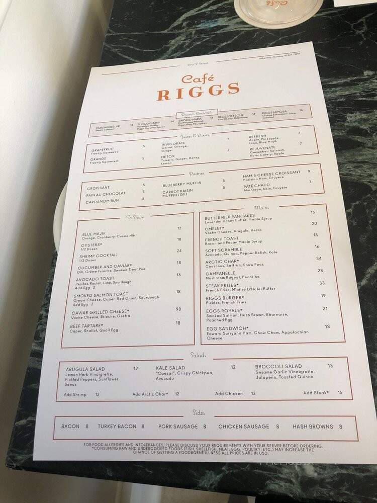 Cafe Riggs - Washington, DC menu_pic