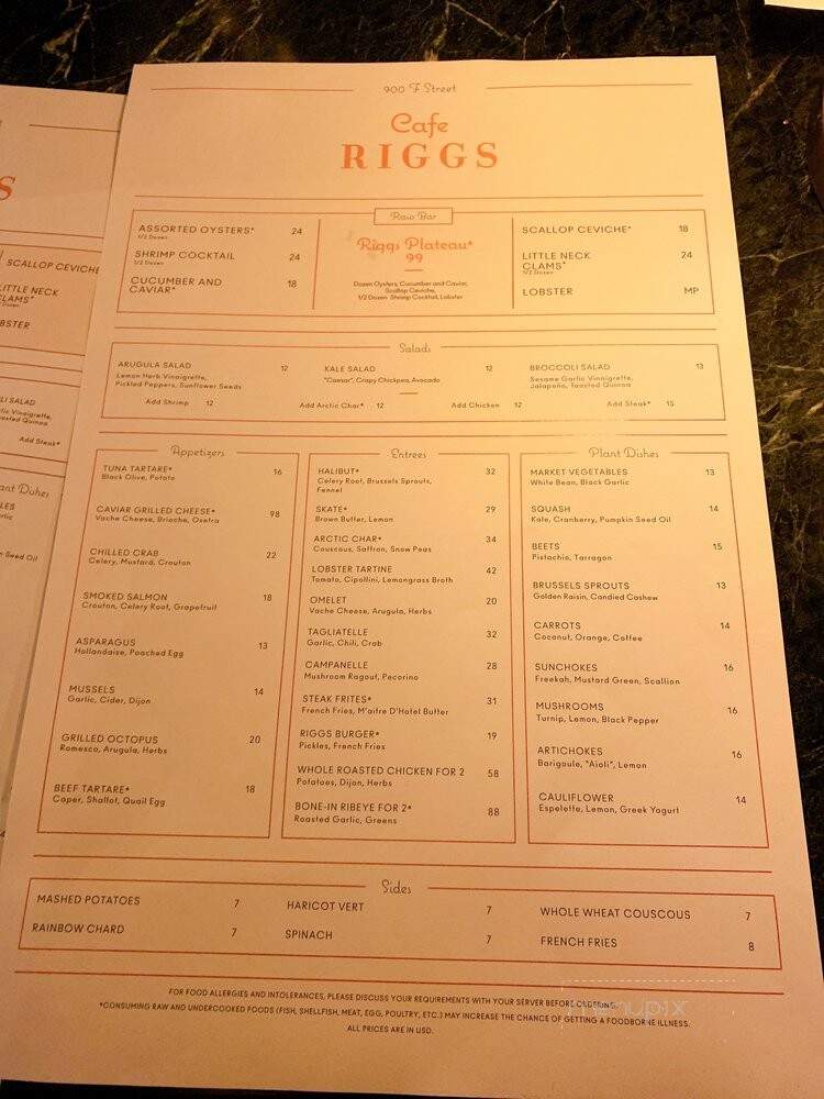 Cafe Riggs - Washington, DC menu_pic