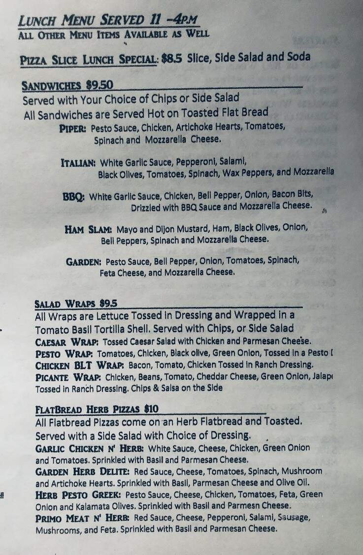 Rollin Dough Pizza - San Andreas, CA menu_pic