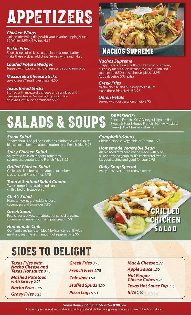 Texas Hot Lunch - Kane, PA menu_pic