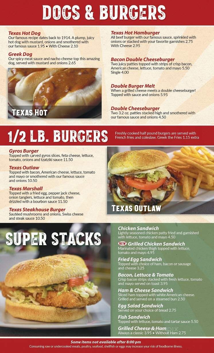 Texas Hot Lunch - Kane, PA menu_pic
