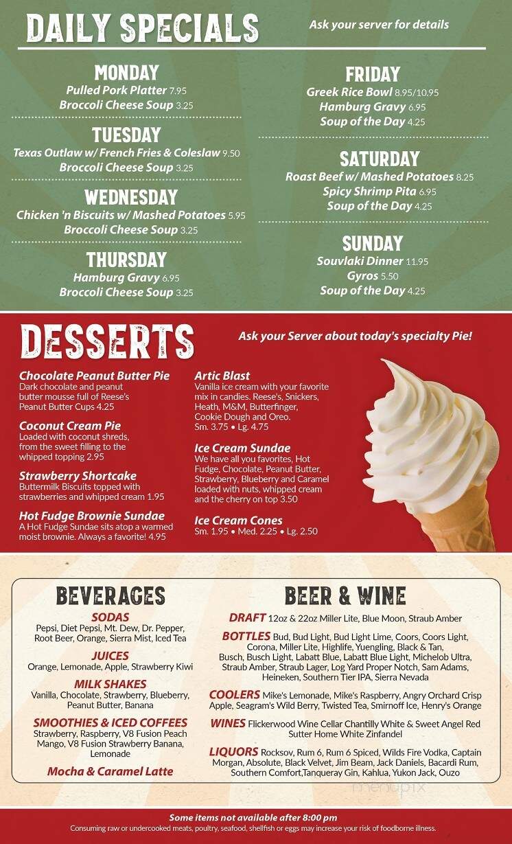 Texas Hot Lunch - Kane, PA menu_pic