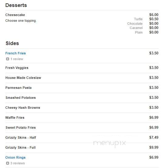 Grizzly's Grill N' Saloon - Willmar, MN menu_pic
